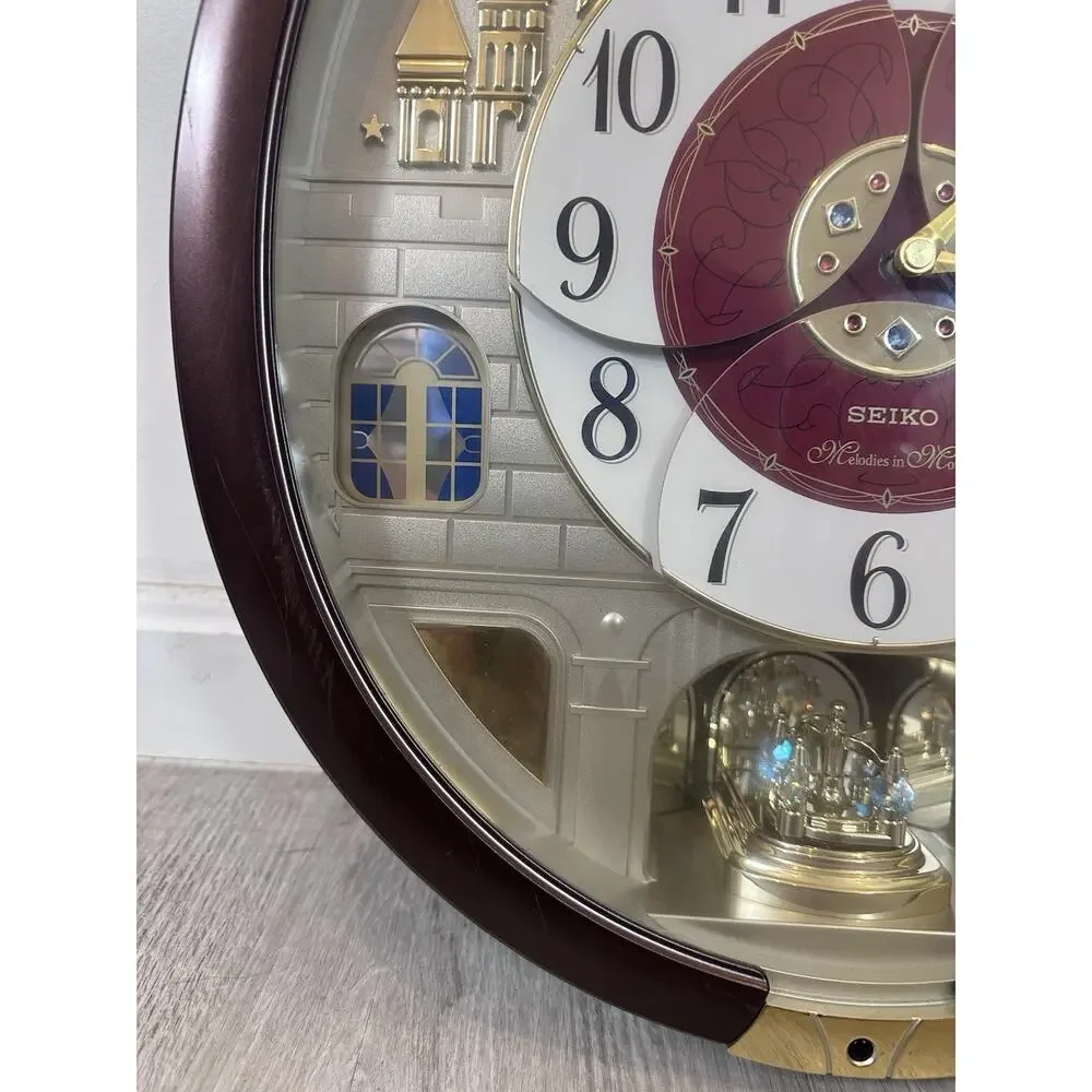 Seiko Melodies in Motion Wall Clock QXM565BRH Swarovski Crystals 24 Melodies